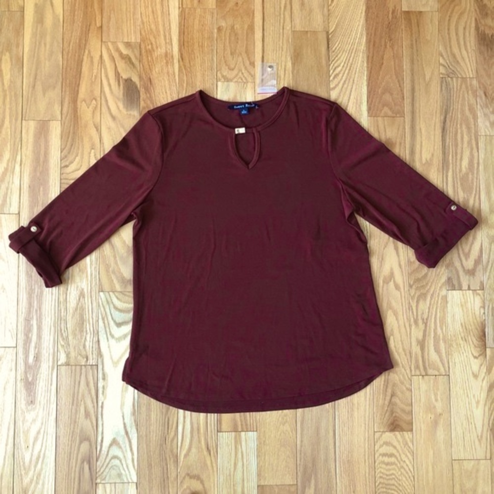 NWT: Burnt Orange Keyhole Blouse w/ Sparkle Charm